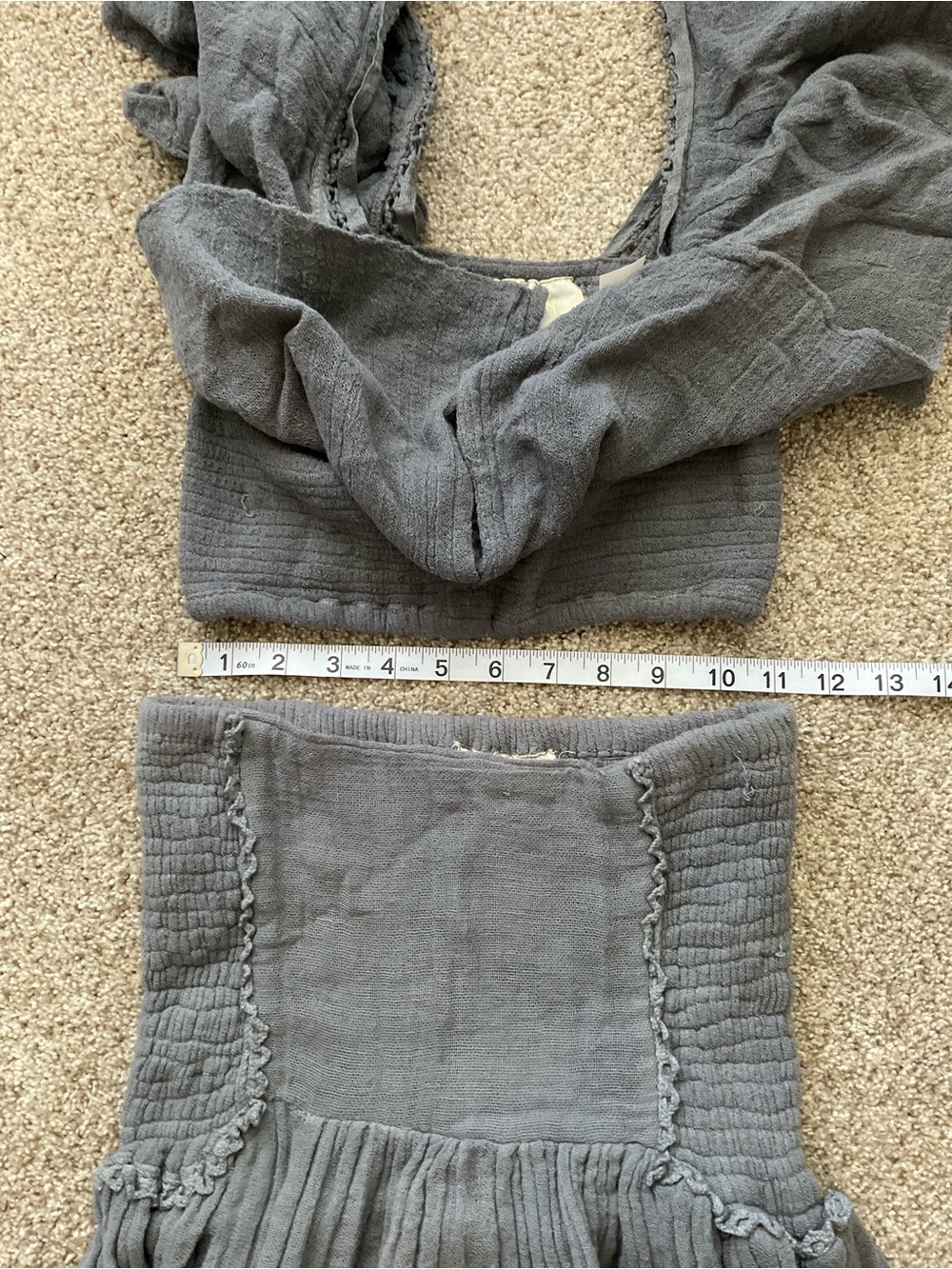 Jen's Pirate Booty Gray Layered Asymmetrical Gauze skirt and crop top - Picture 9 of 12